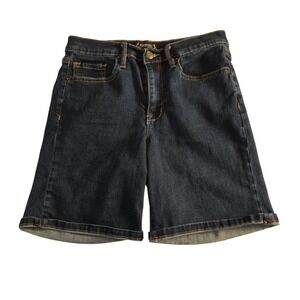 Nanette Lepore Belle High Rise Dark Wash Denim Stretch Bermuda Shorts Size 8
